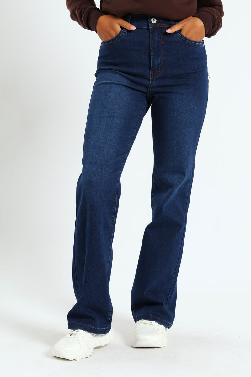 Hi-Waist Bootleg Denim - Dark Wash Ink
