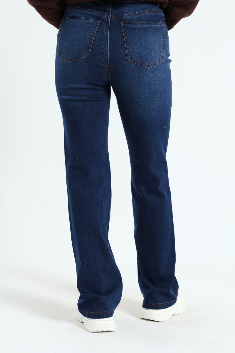 Hi-Waist Bootleg Denim - Dark Wash Ink