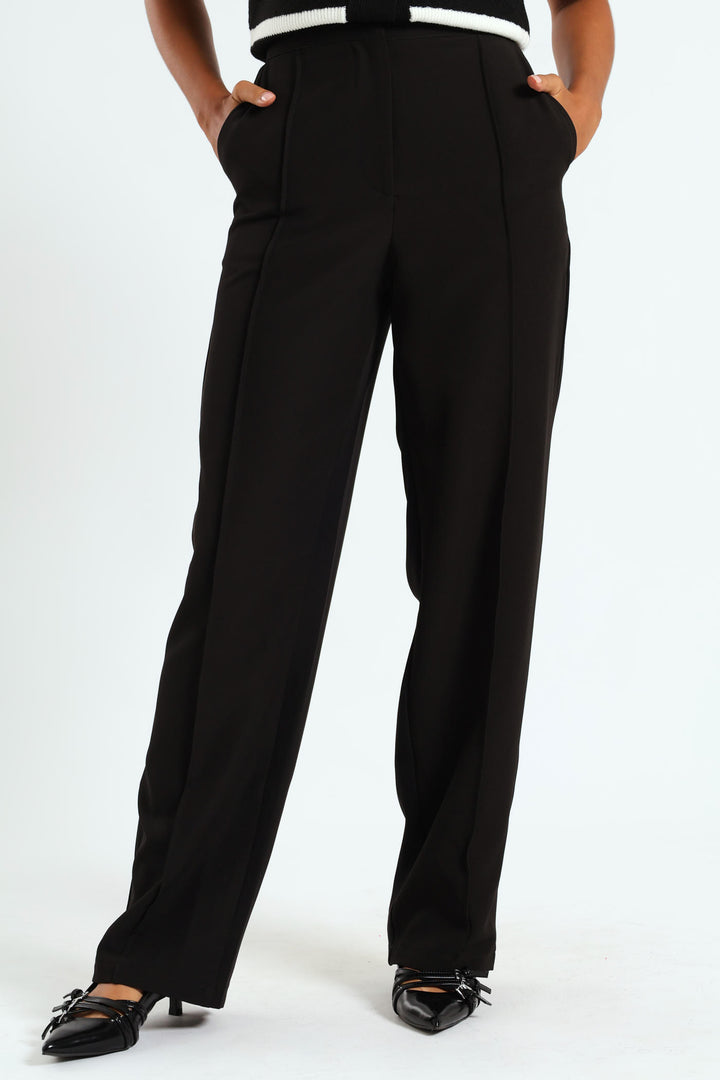 Pin Tuck Pants - Black