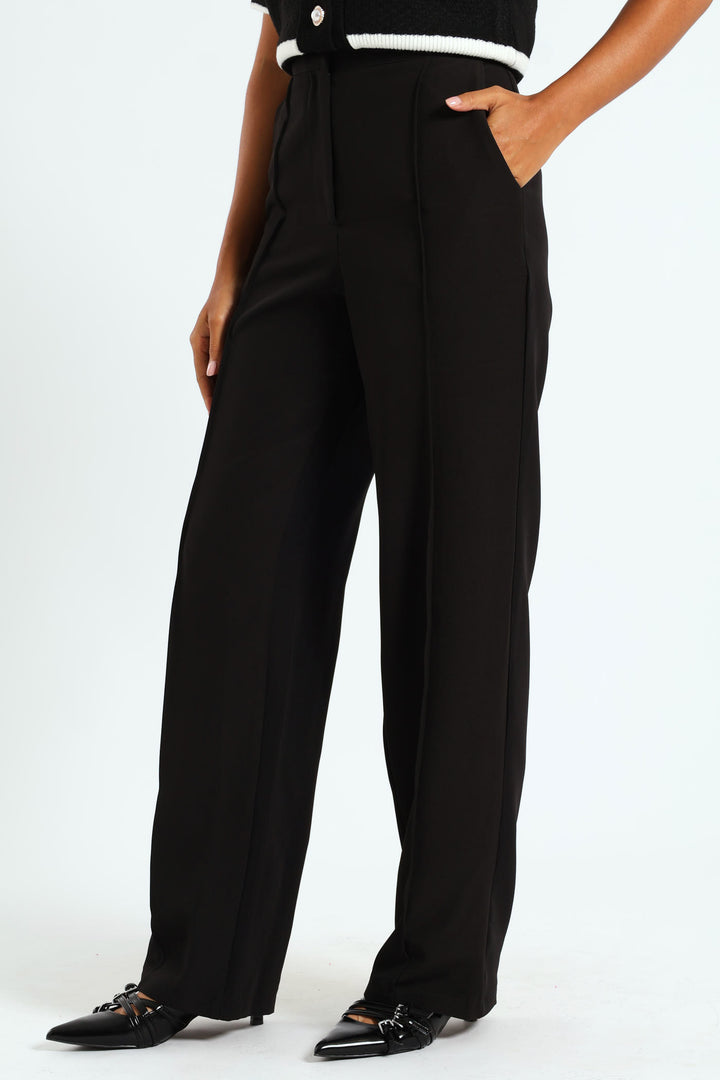 Pin Tuck Pants - Black