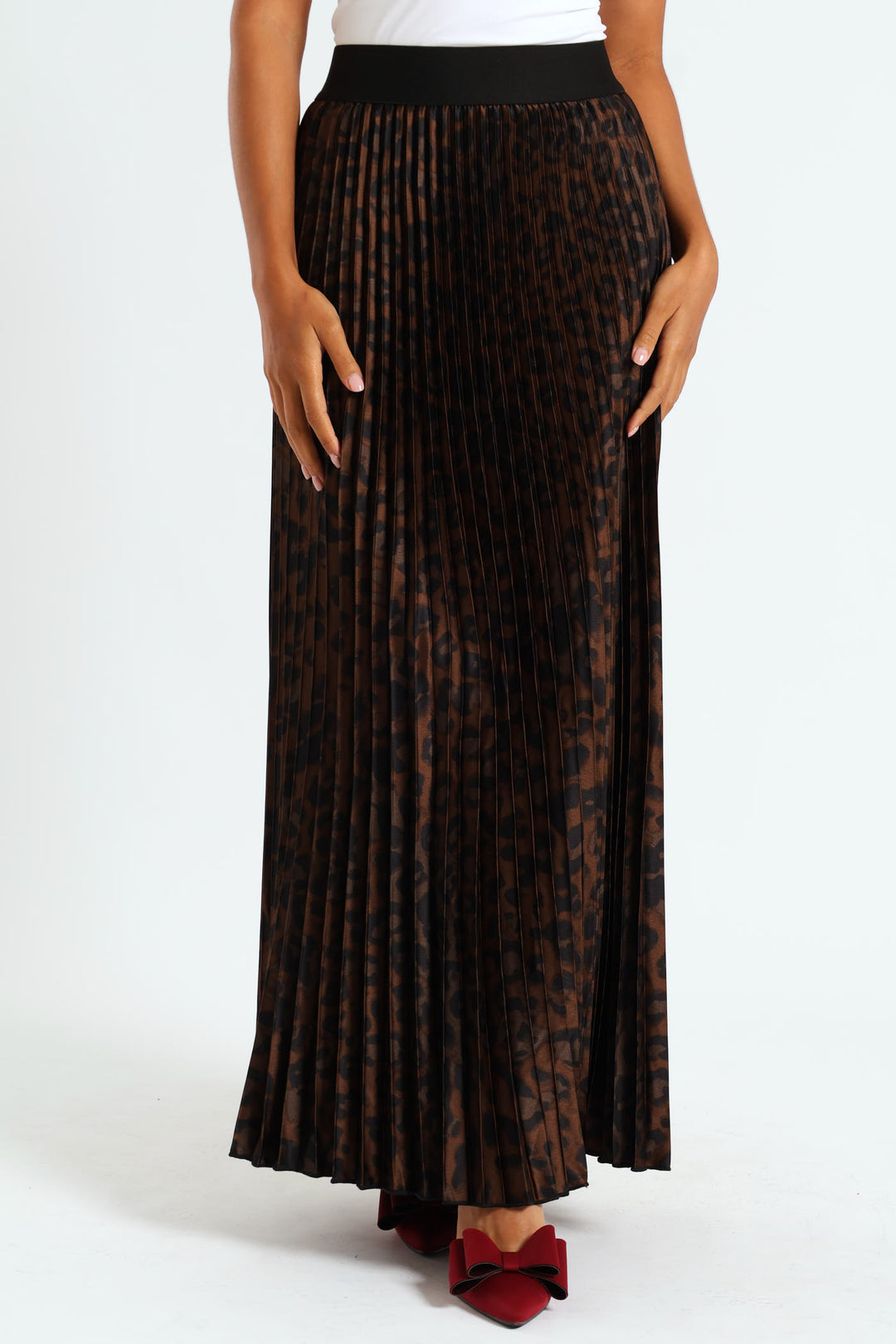 Animal Print Satin Maxi Skirt - Animal