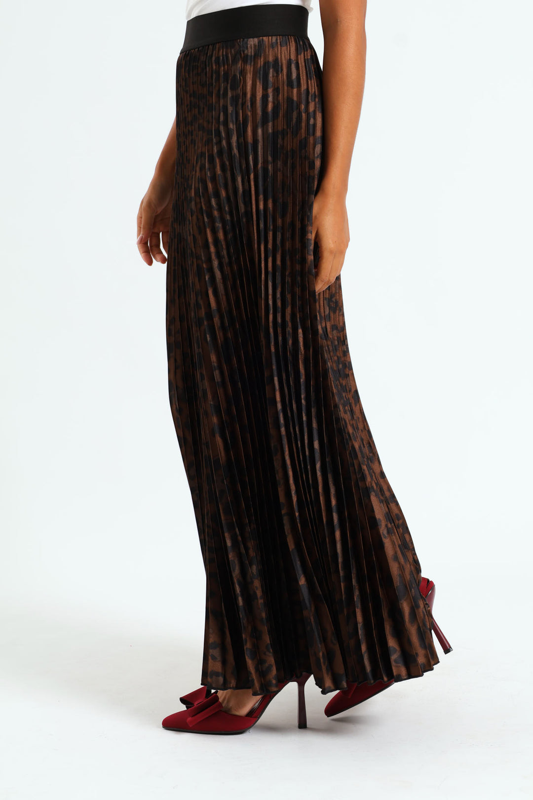 Animal Print Satin Maxi Skirt - Animal