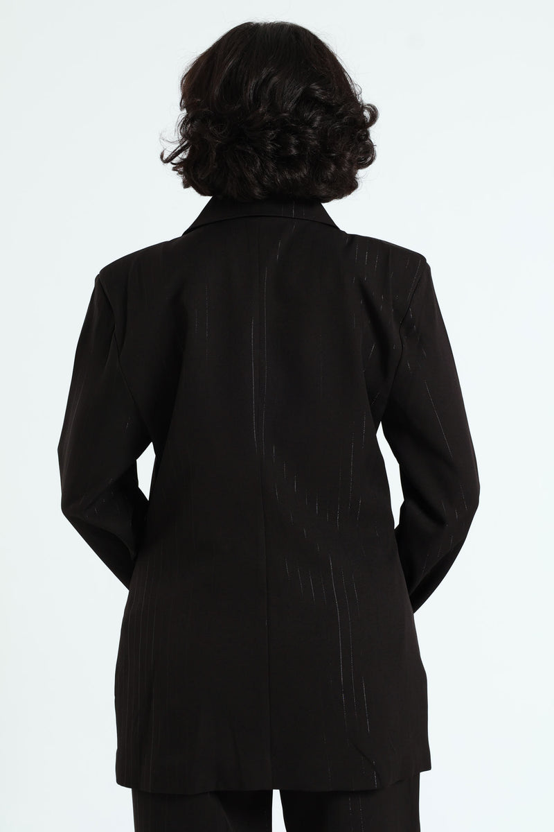 Double Lurex Stripe Blazer - Black