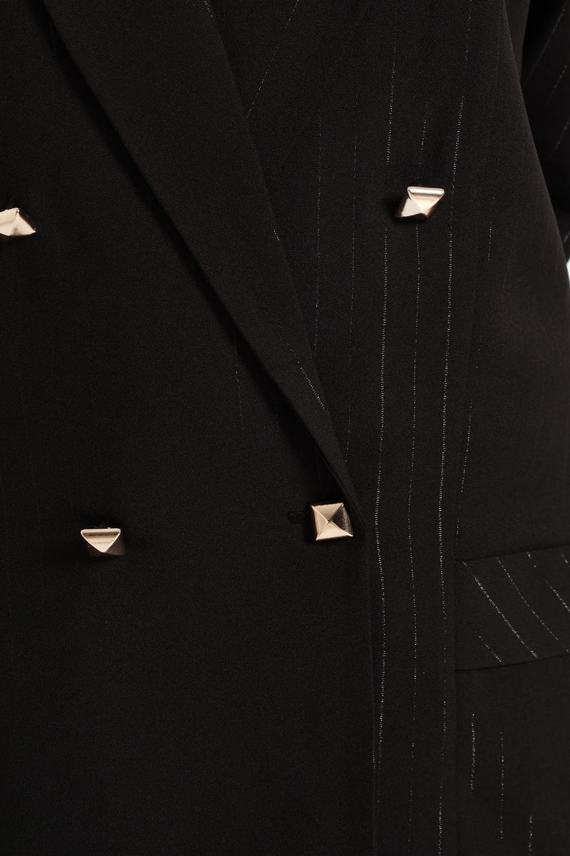 Double Lurex Stripe Blazer - Black