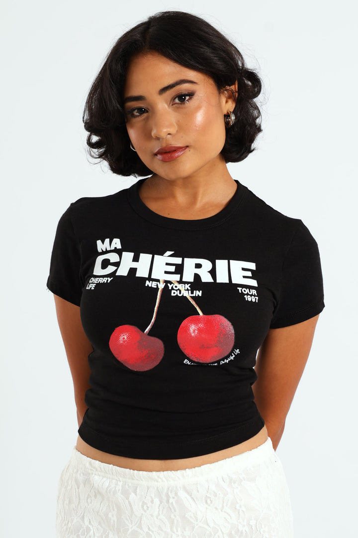 Cherry Baby Tee - Black