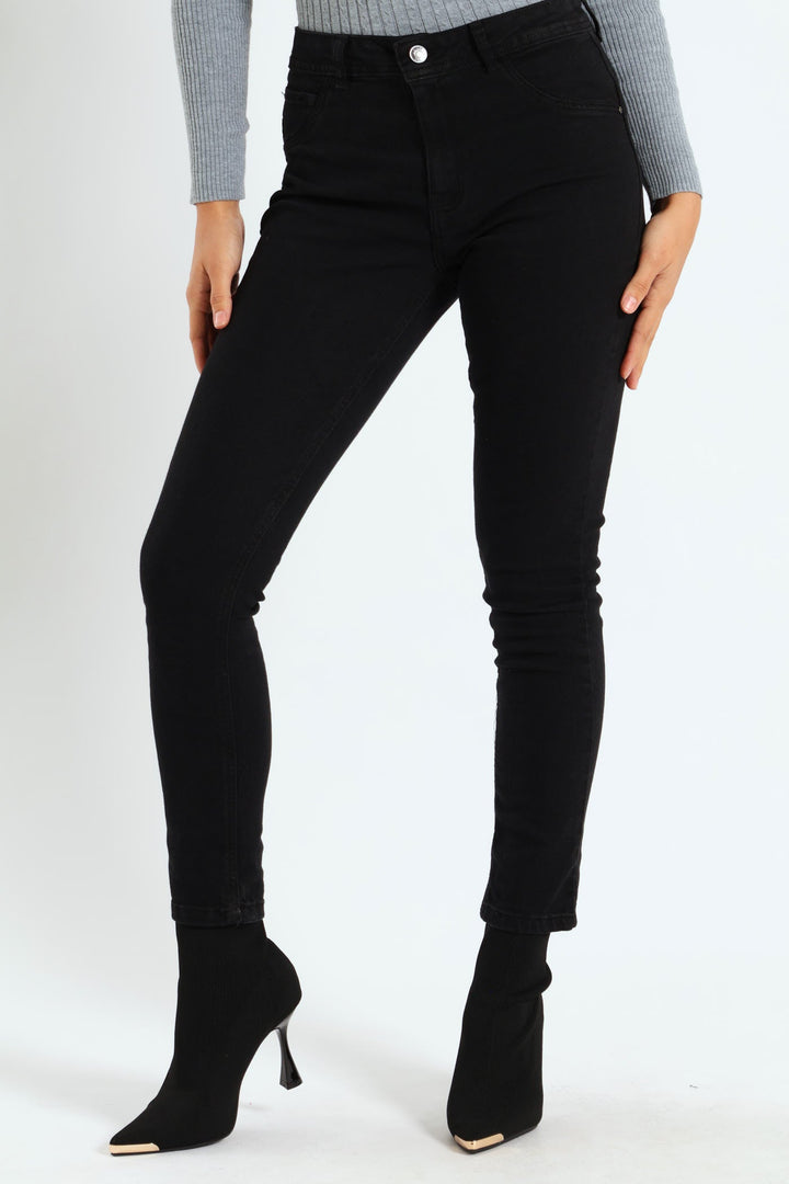 Regular Rise Push-Up Skinny Denim - Black