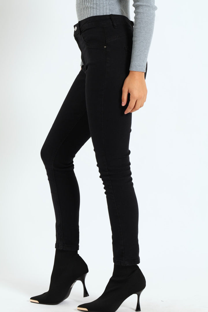 Regular Rise Push-Up Skinny Denim - Black