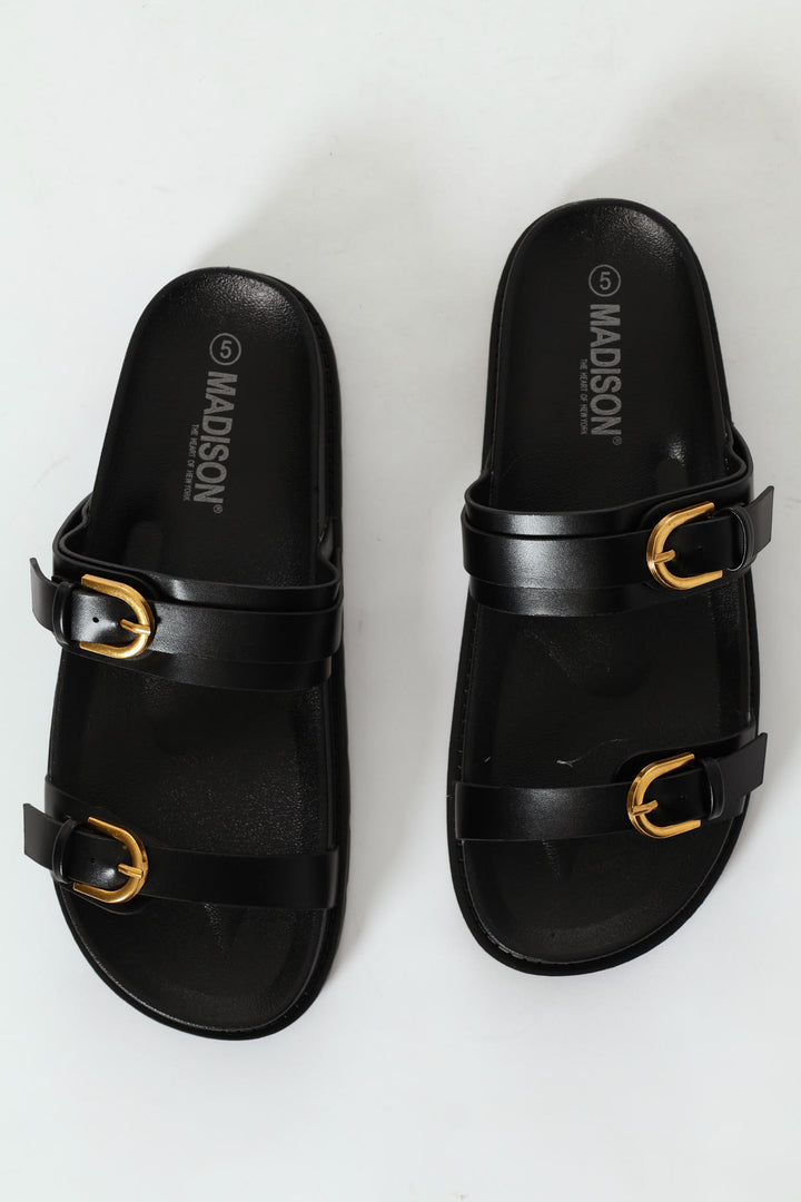 Double Buckle Sandal - Black