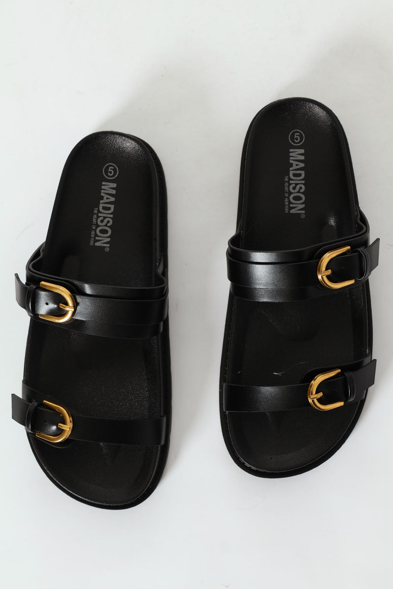 Double Buckle Sandal - Black