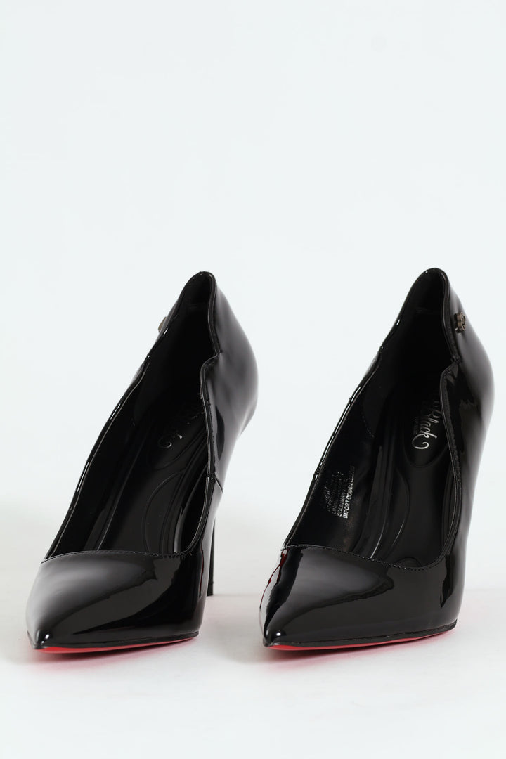 Lola 1 Scalloped Patent Stiletto - Black