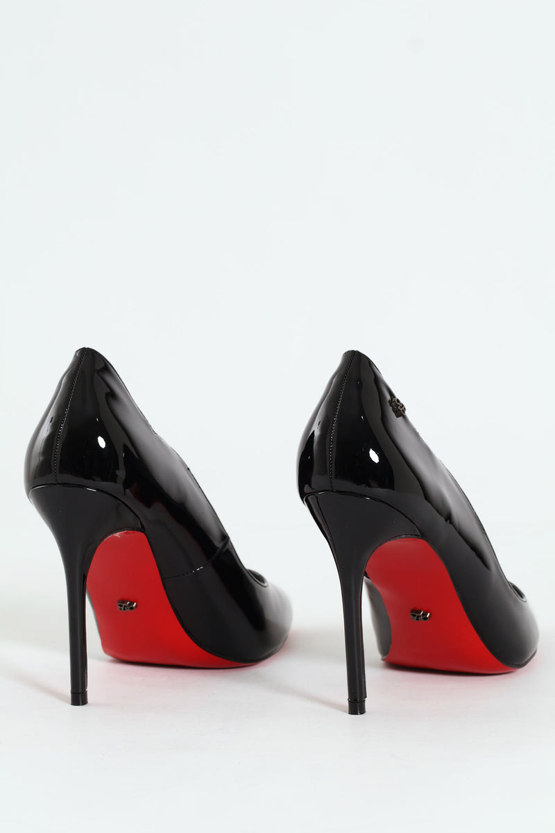 Lola 1 Scalloped Patent Stiletto - Black