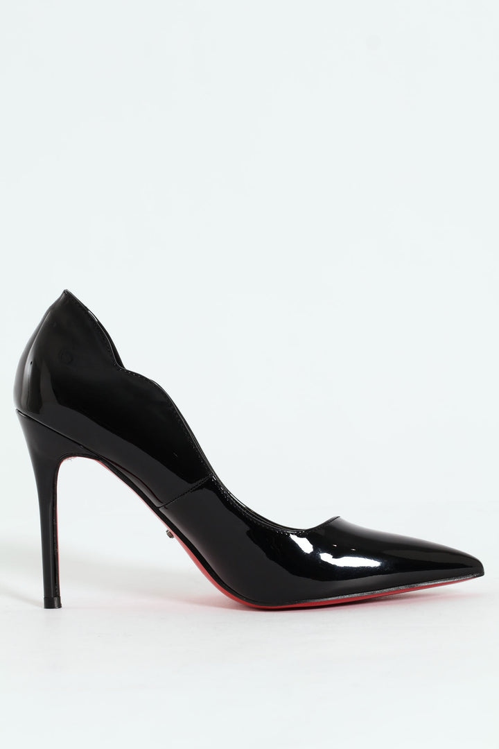 Lola 1 Scalloped Patent Stiletto - Black