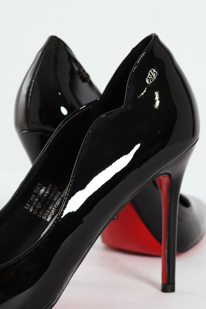 Lola 1 Scalloped Patent Stiletto - Black