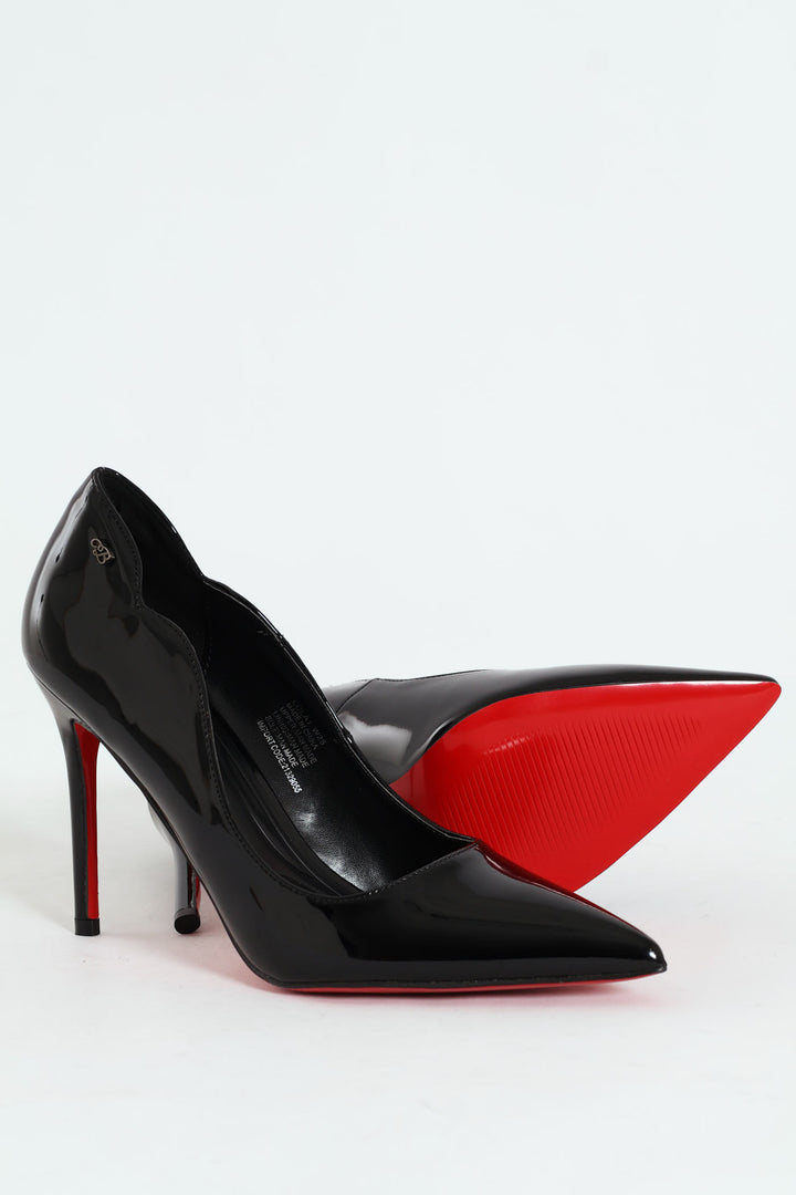 Lola 1 Scalloped Patent Stiletto - Black