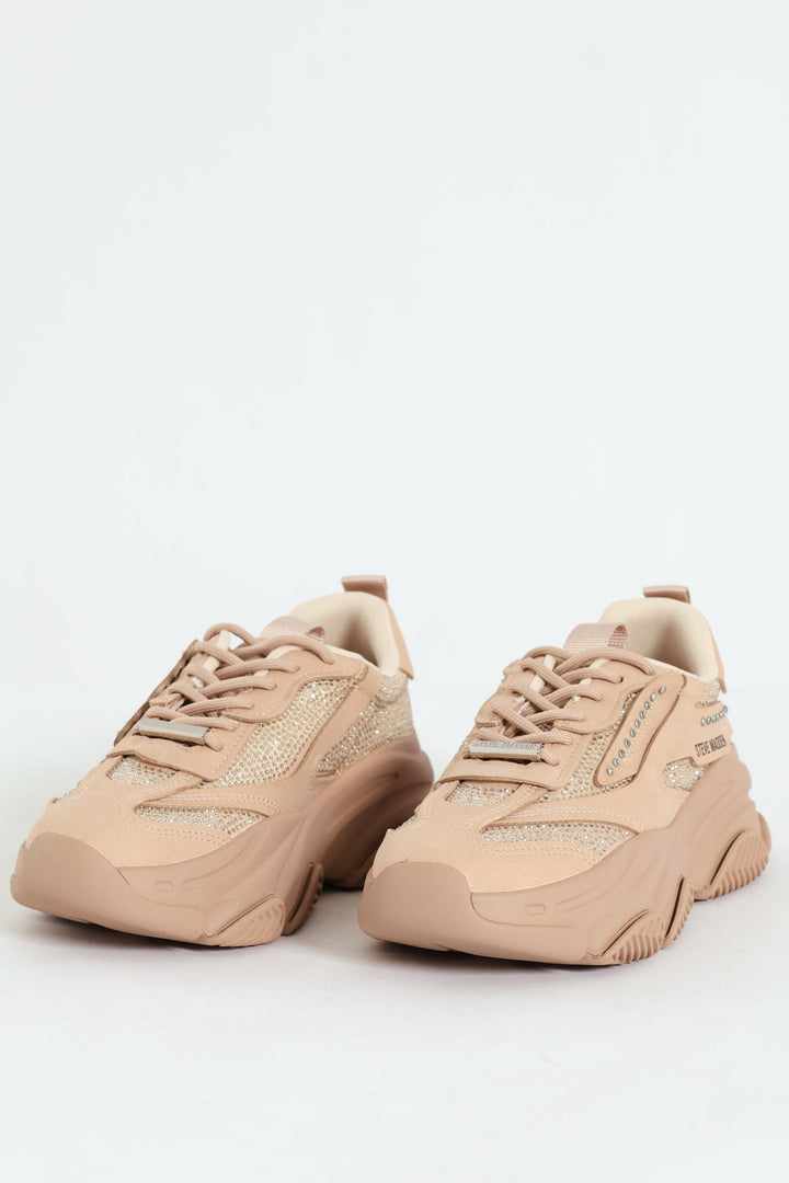 Possession Lace Up Chunky Sportie Sneaker - Blush