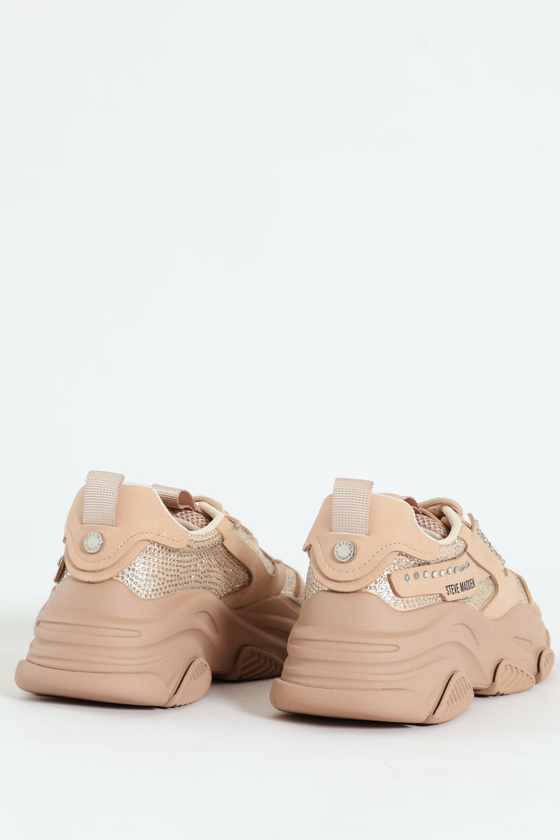 Possession Lace Up Chunky Sportie Sneaker - Blush