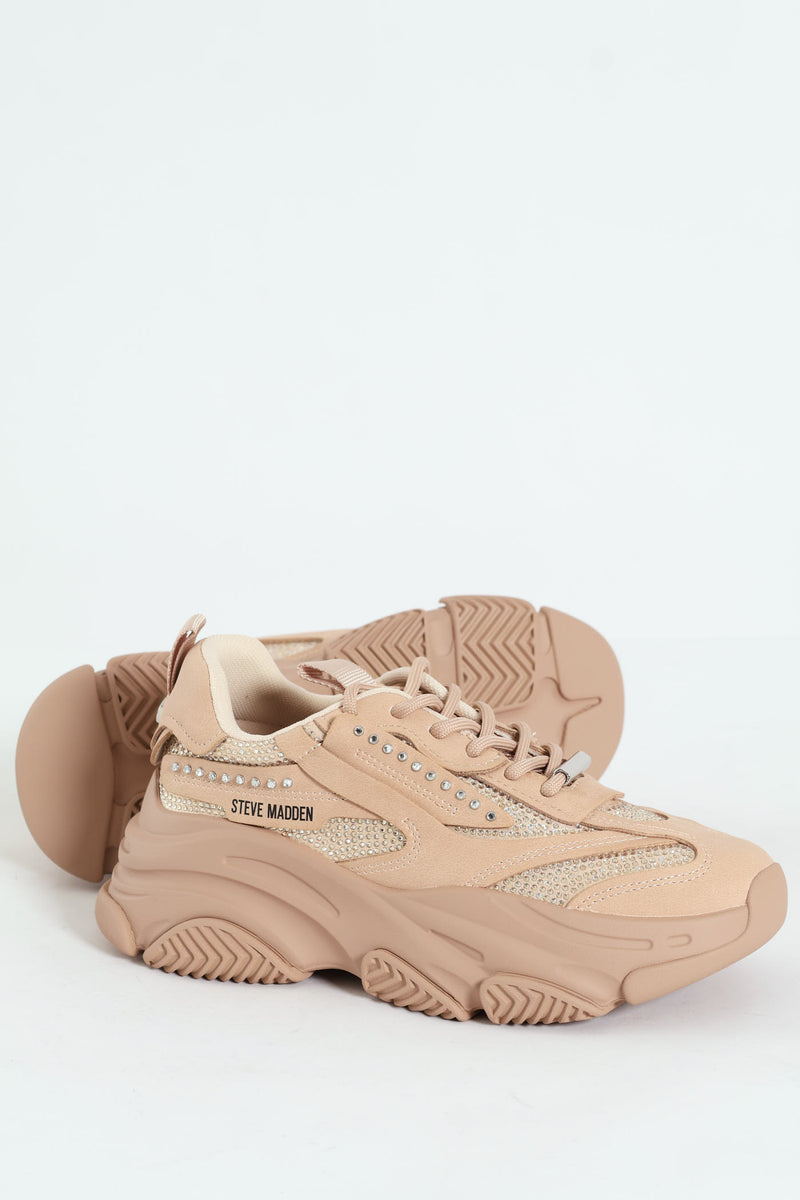 Possession Lace Up Chunky Sportie Sneaker - Blush