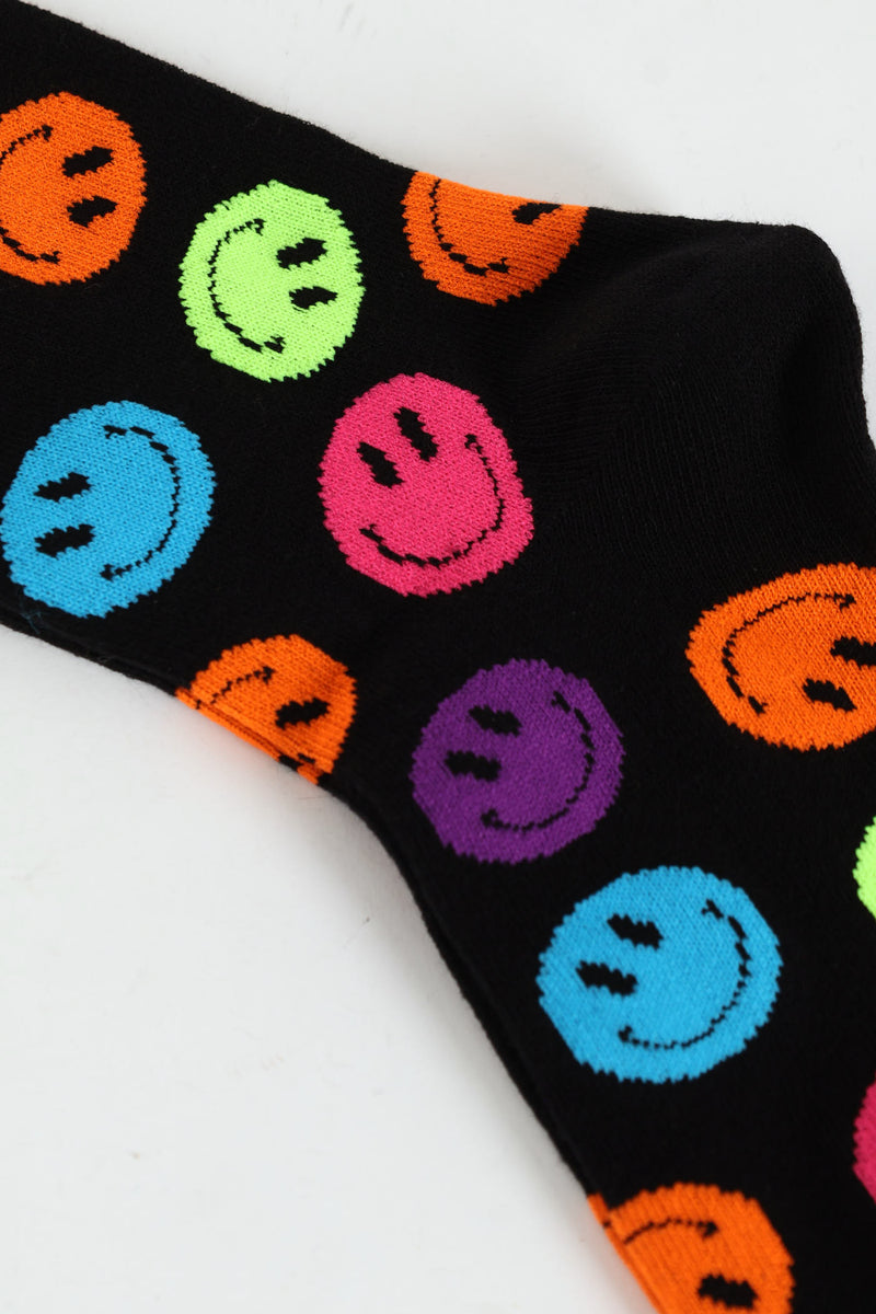 Smiles Single Anklet Socks - Black