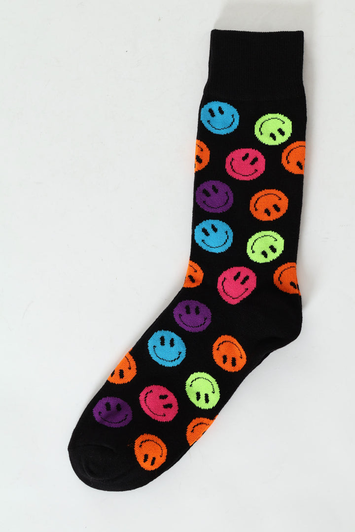 Smiles Single Anklet Socks - Black