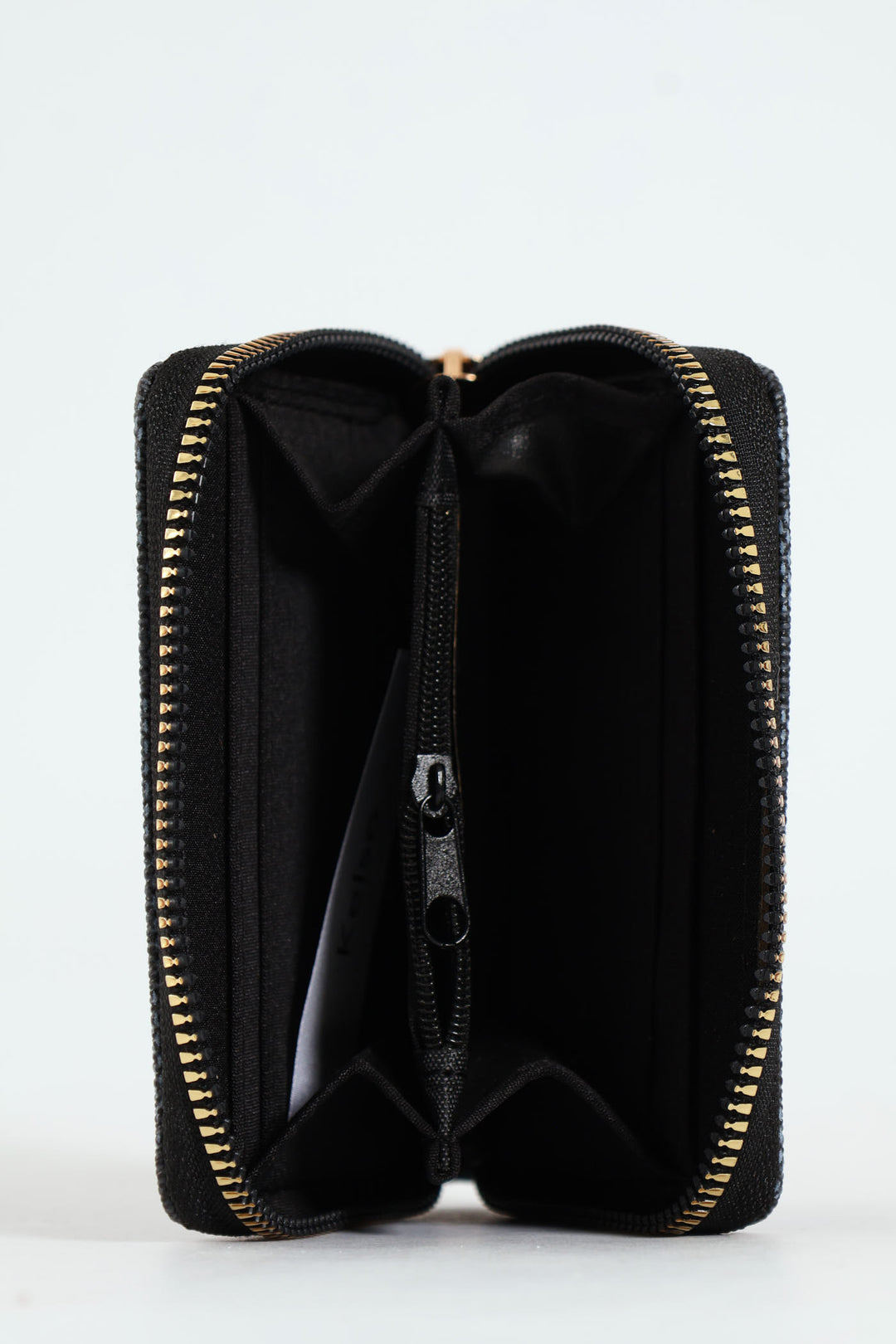 Geo Print Small Zip Around Purse - Black