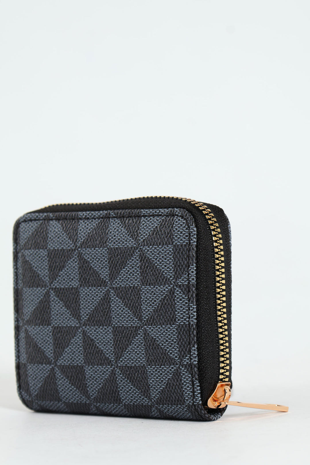 Geo Print Small Zip Around Purse - Black