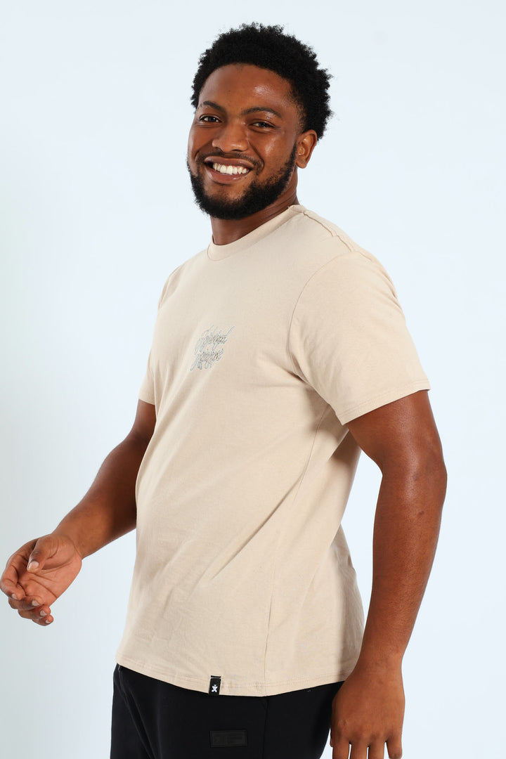 Authorized Front & Back Printed Tee - Stone