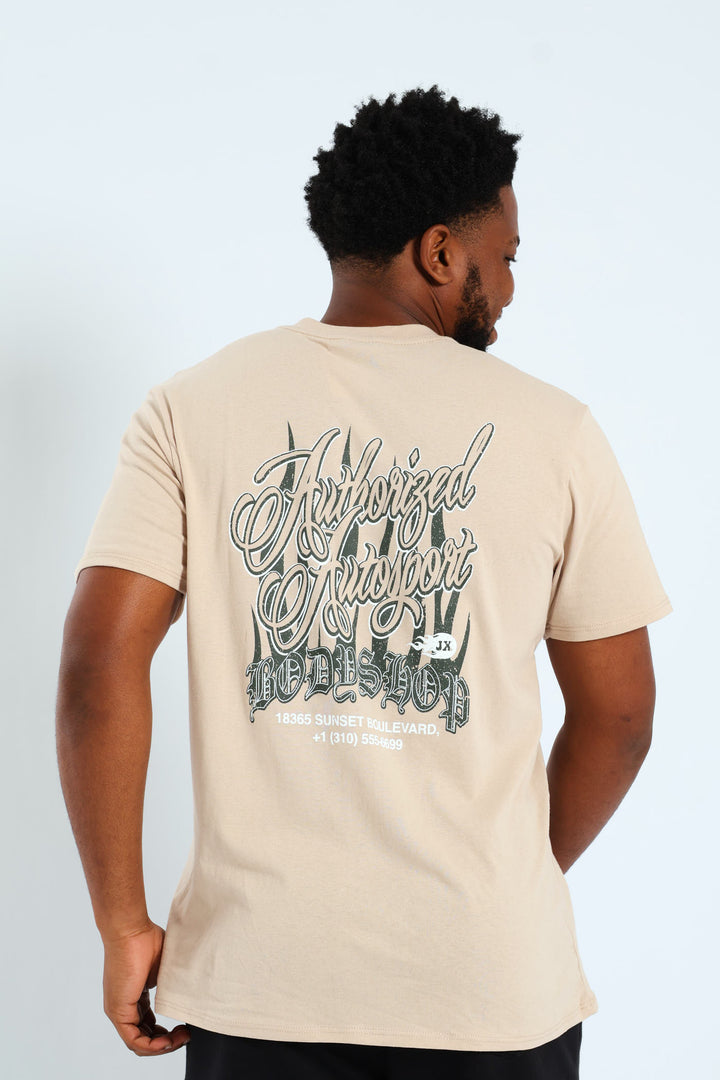 Authorized Front & Back Printed Tee - Stone