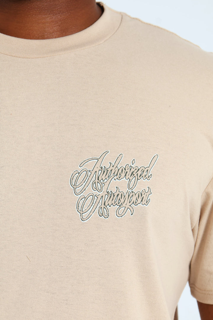 Authorized Front & Back Printed Tee - Stone