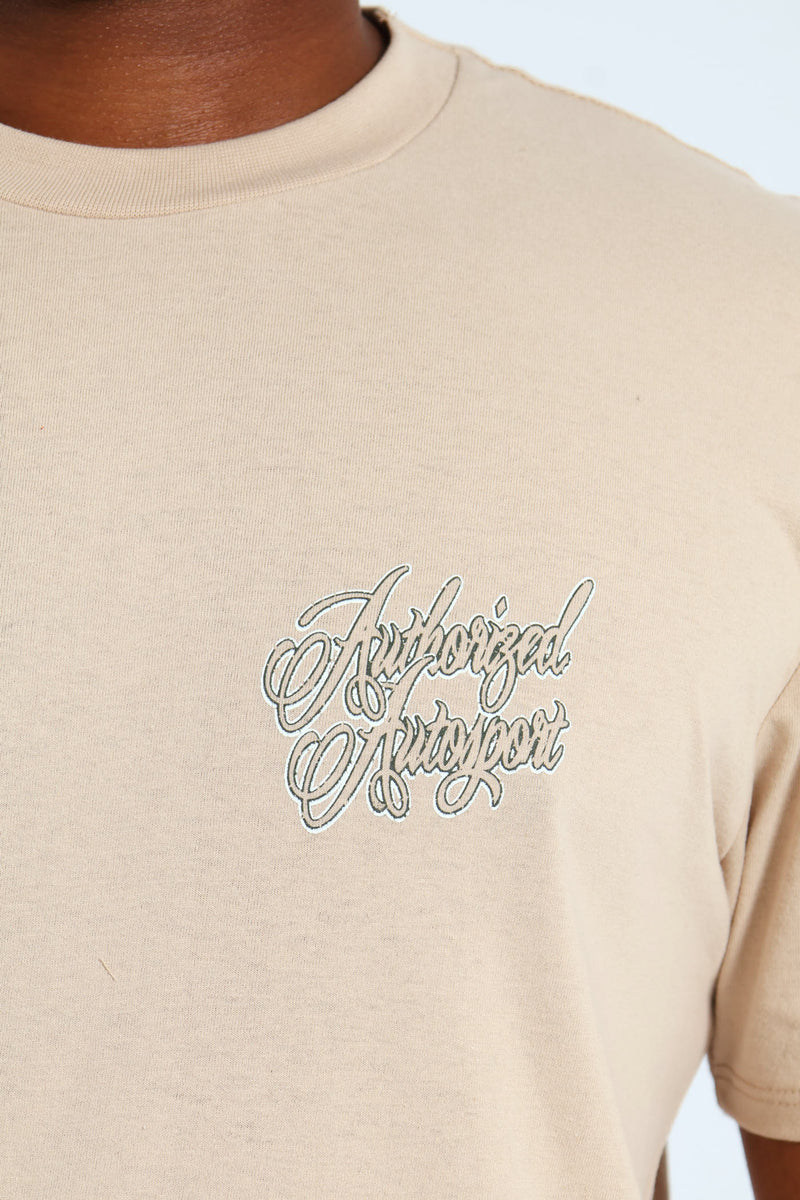 Authorized Front & Back Printed Tee - Stone