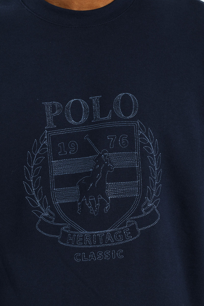 Miles Embroidered Sweater - Navy