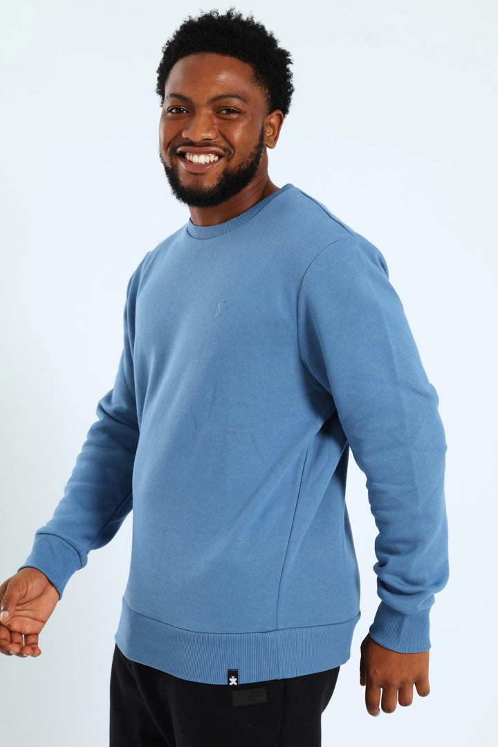Plain Fleece Crew Top - Blue