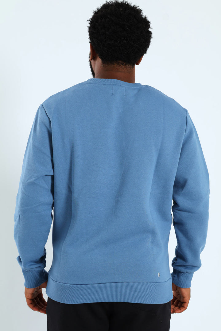 Plain Fleece Crew Top - Blue
