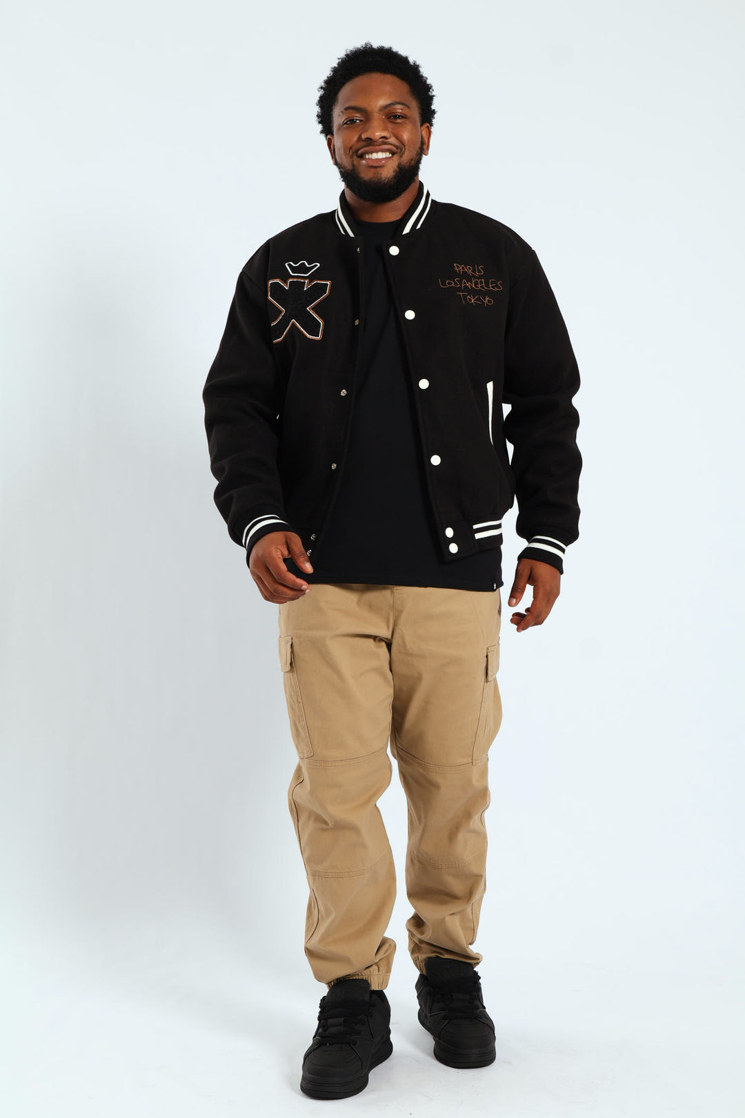 Melton Baseball Jacket - Black