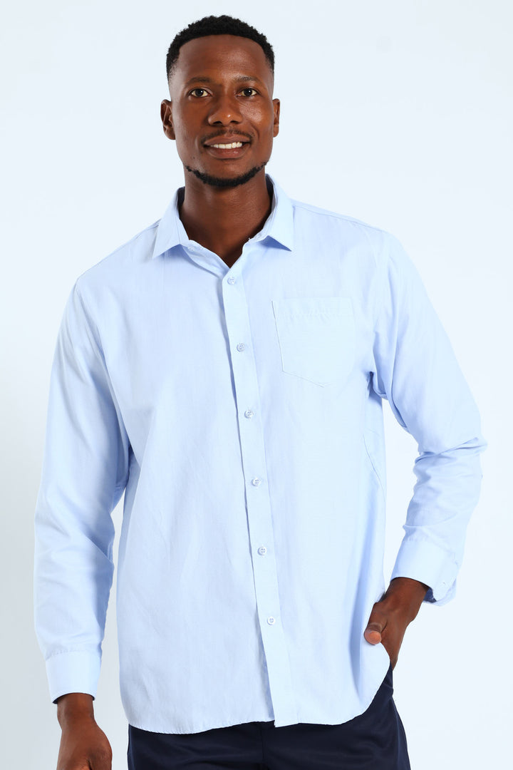 Melange Effect Textured Shirt - Light Blue
