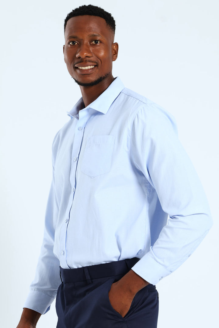 Melange Effect Textured Shirt - Light Blue