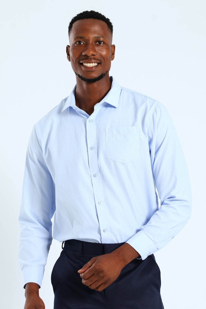 Melange Effect Textured Shirt - Light Blue
