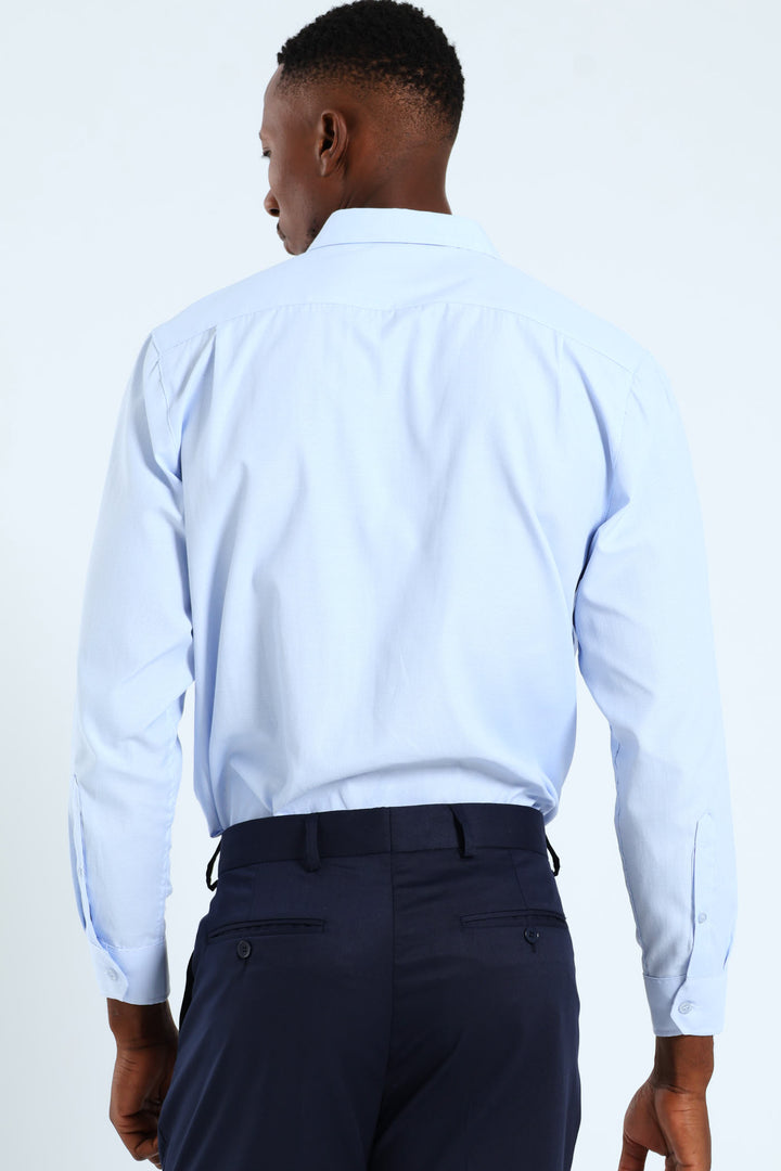 Melange Effect Textured Shirt - Light Blue