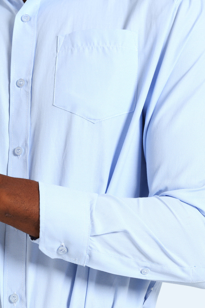 Melange Effect Textured Shirt - Light Blue