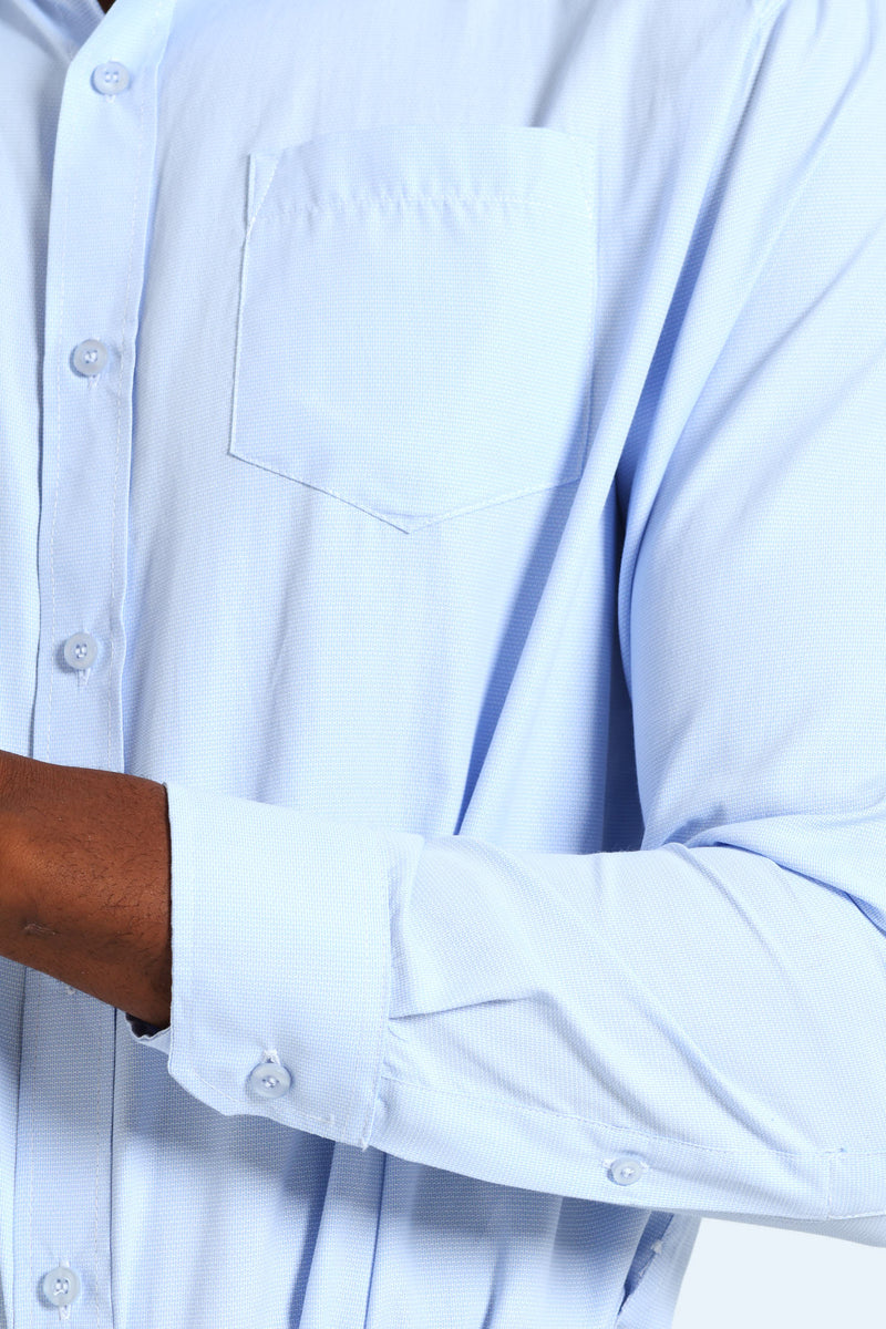 Melange Effect Textured Shirt - Light Blue