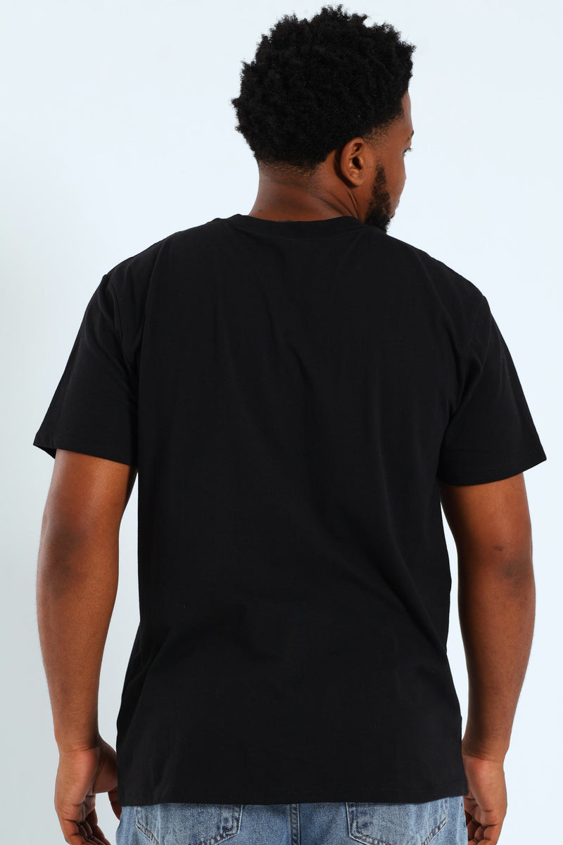 Skull Butterfly Print Tee - Black