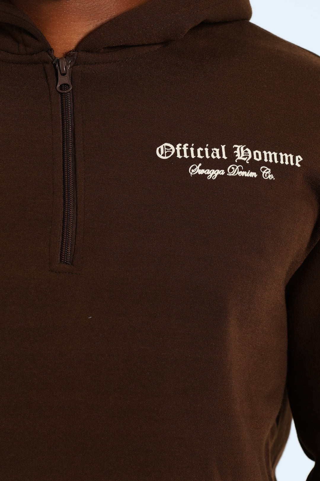 Back Print Zip Detail Hoody - Brown