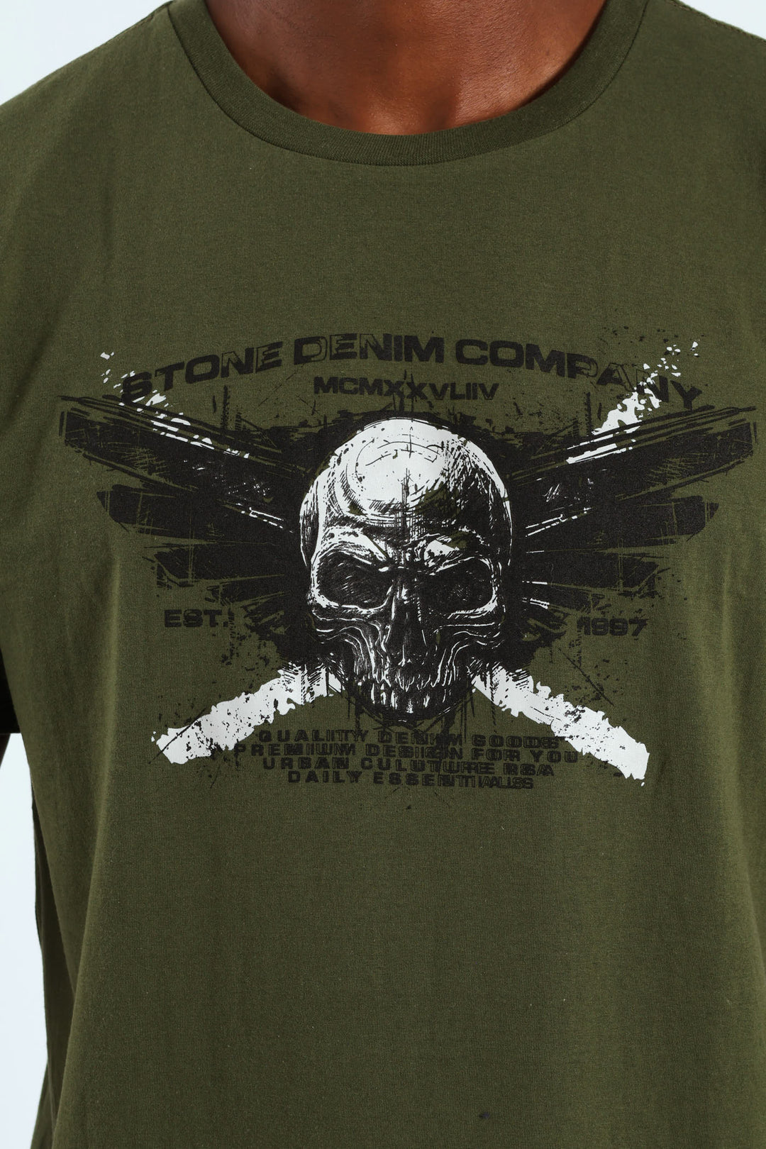 Skull Wings Print Tee - Fatigue