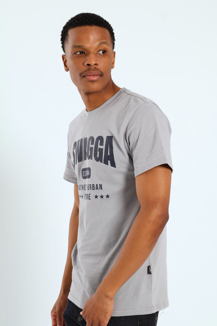 Basic Print Tee - Light Grey