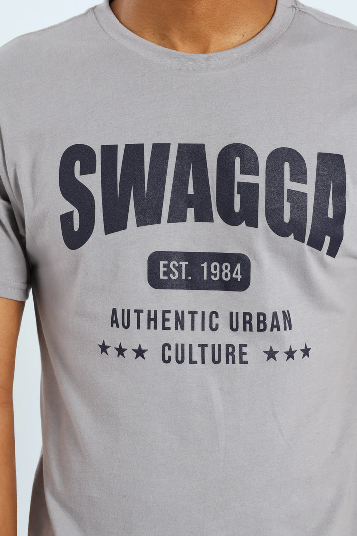 Basic Print Tee - Light Grey