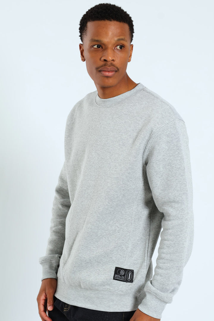 Basic Fleece Panel Pullover - Grey Melange