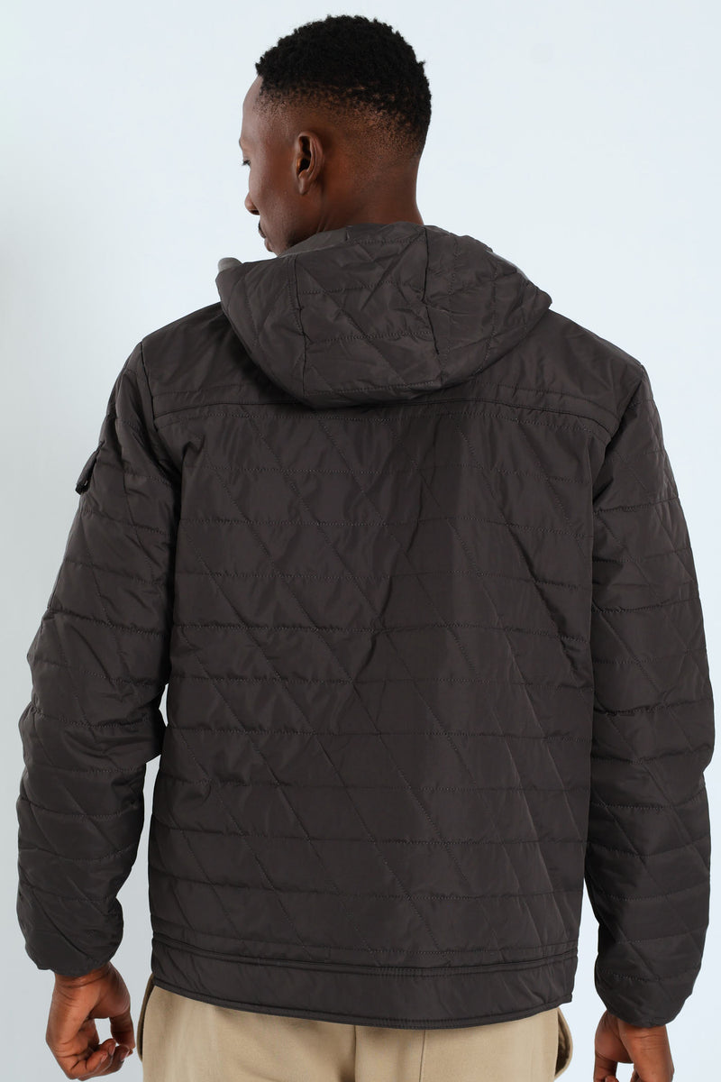 Charcoal Quilted Utility Jacket - Charcoal