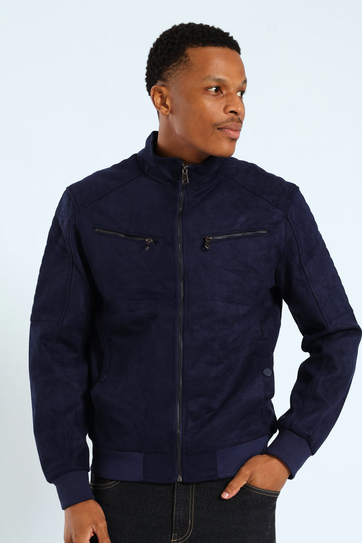 Smart Suede Jacket - Navy
