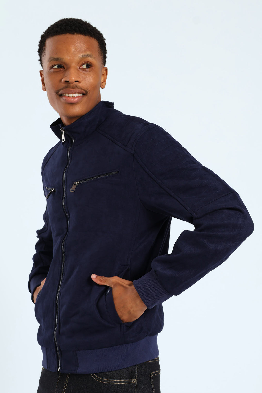 Smart Suede Jacket - Navy