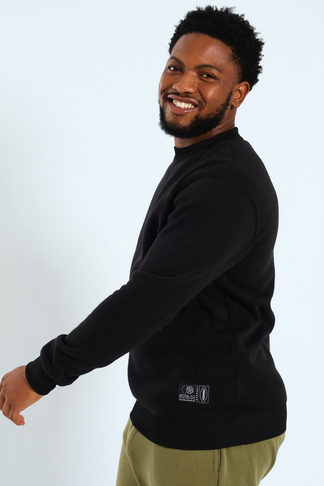 Basic Fleece Panel Pullover - Black