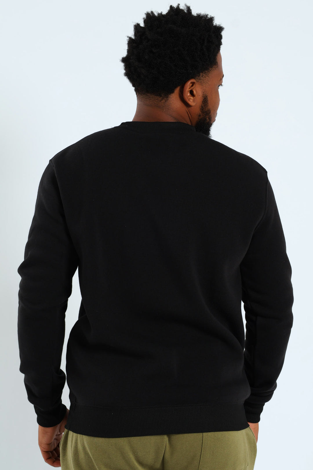 Basic Fleece Panel Pullover - Black
